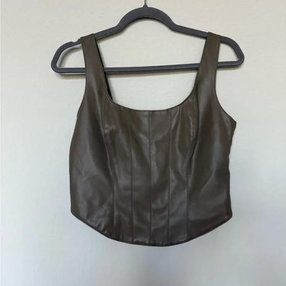 Abercrombie & Fitch Faux Leather Crop Corset Top - Picture 10 of 13